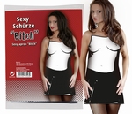 Sexy PVC schort 'Bitch'- zwart/wit 